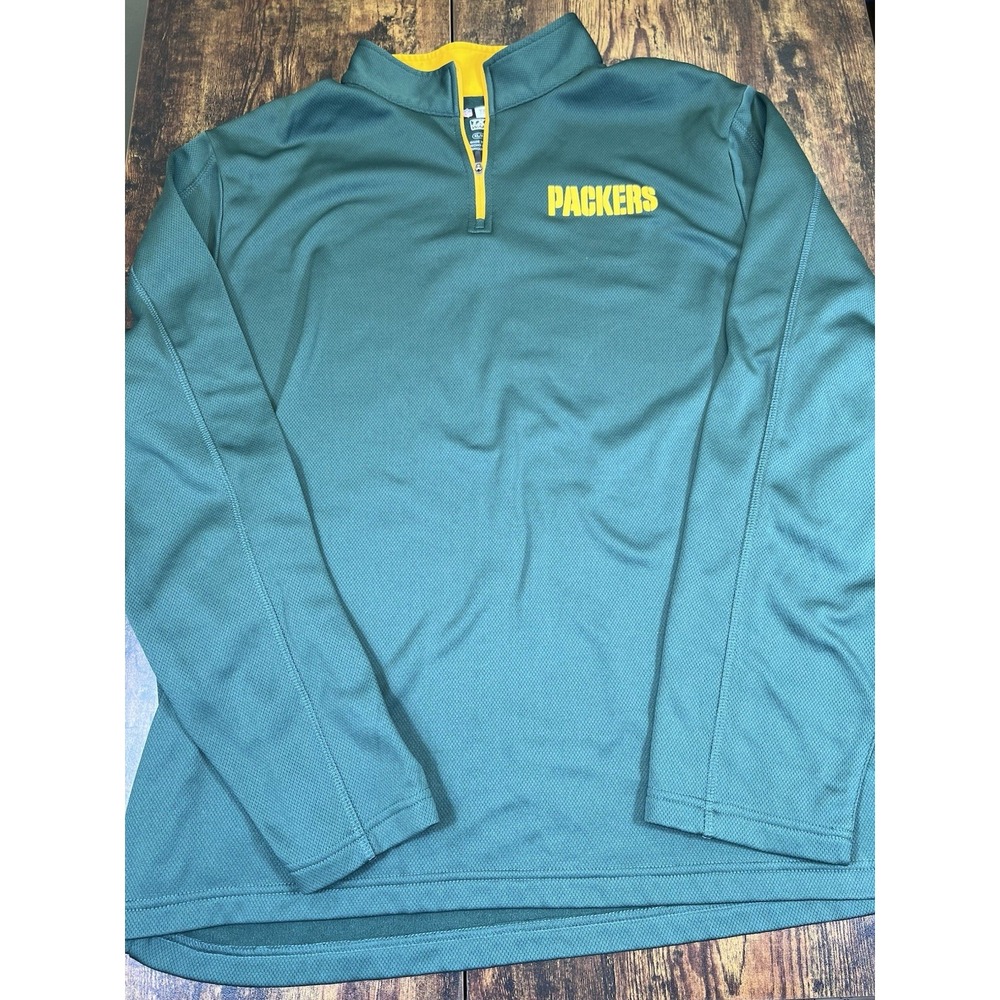 TX3 Warm Men'sNFL Green Bay Packers NFL Team Apparel 1/4 Zip Green Shirt XL - Picture 2 of 5